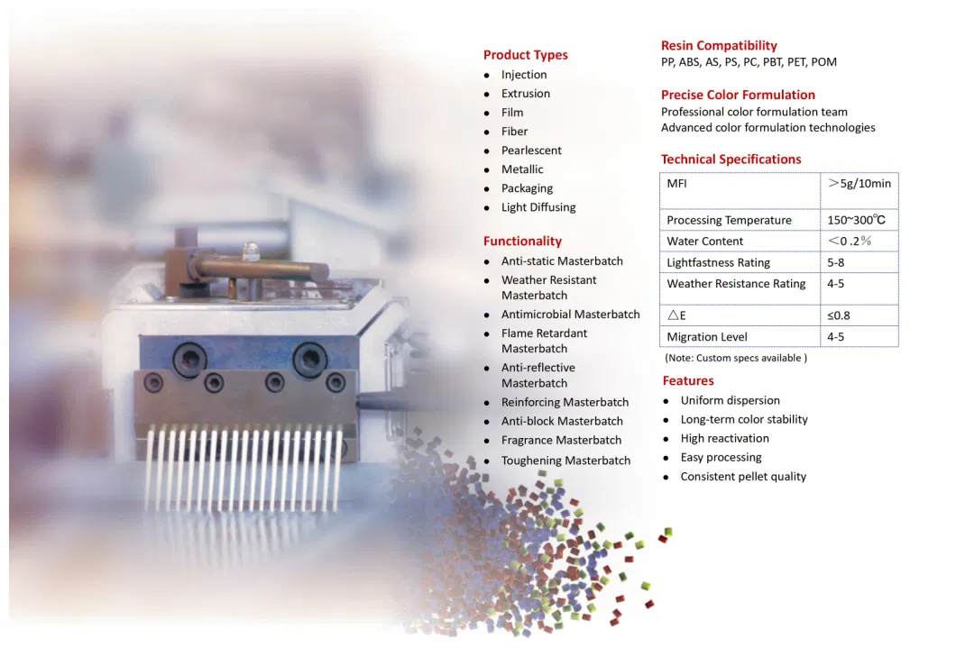 High Impact Resistance Red PP Masterbatch with Talc Filler for Pipe Fittings Production